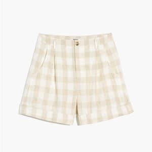 Madewell Linen-Blend Pleated Cuff Shorts: Undyed Plaid Edition